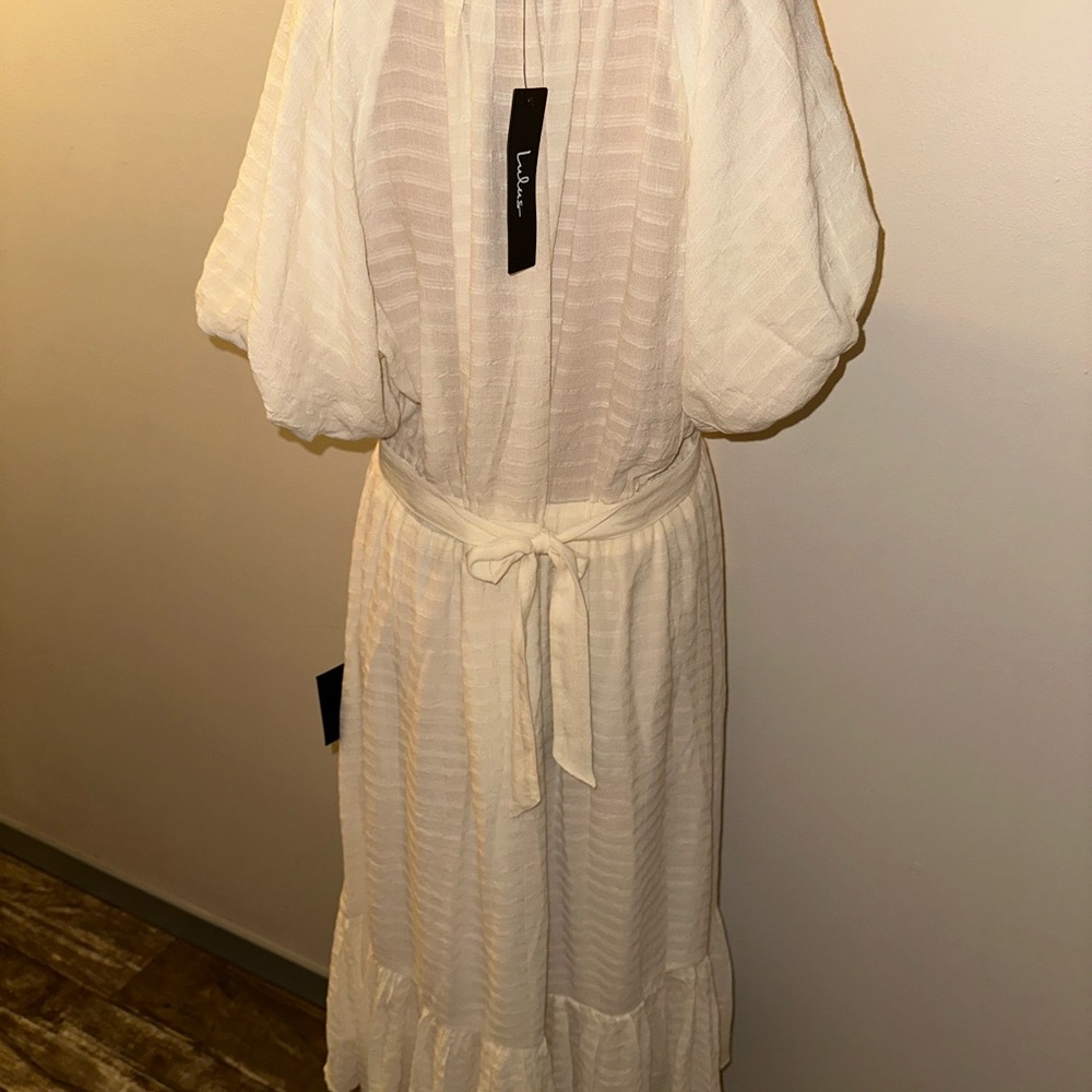 NWT Lulus Cream Color Short Sleeve Prairie Style Dress,‎ Size XL - Picture 6 of 11